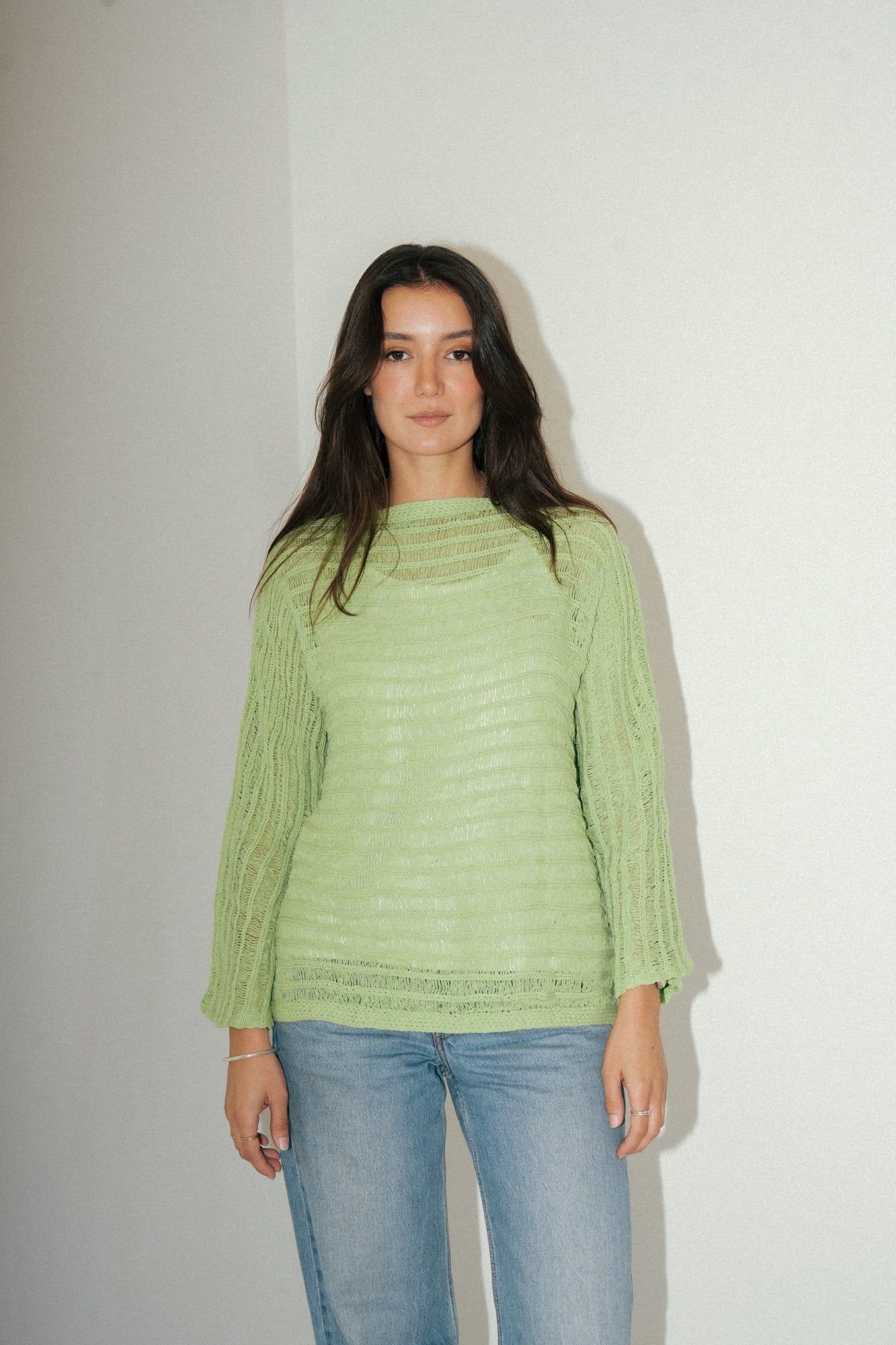 Textured Knit Top in Lime