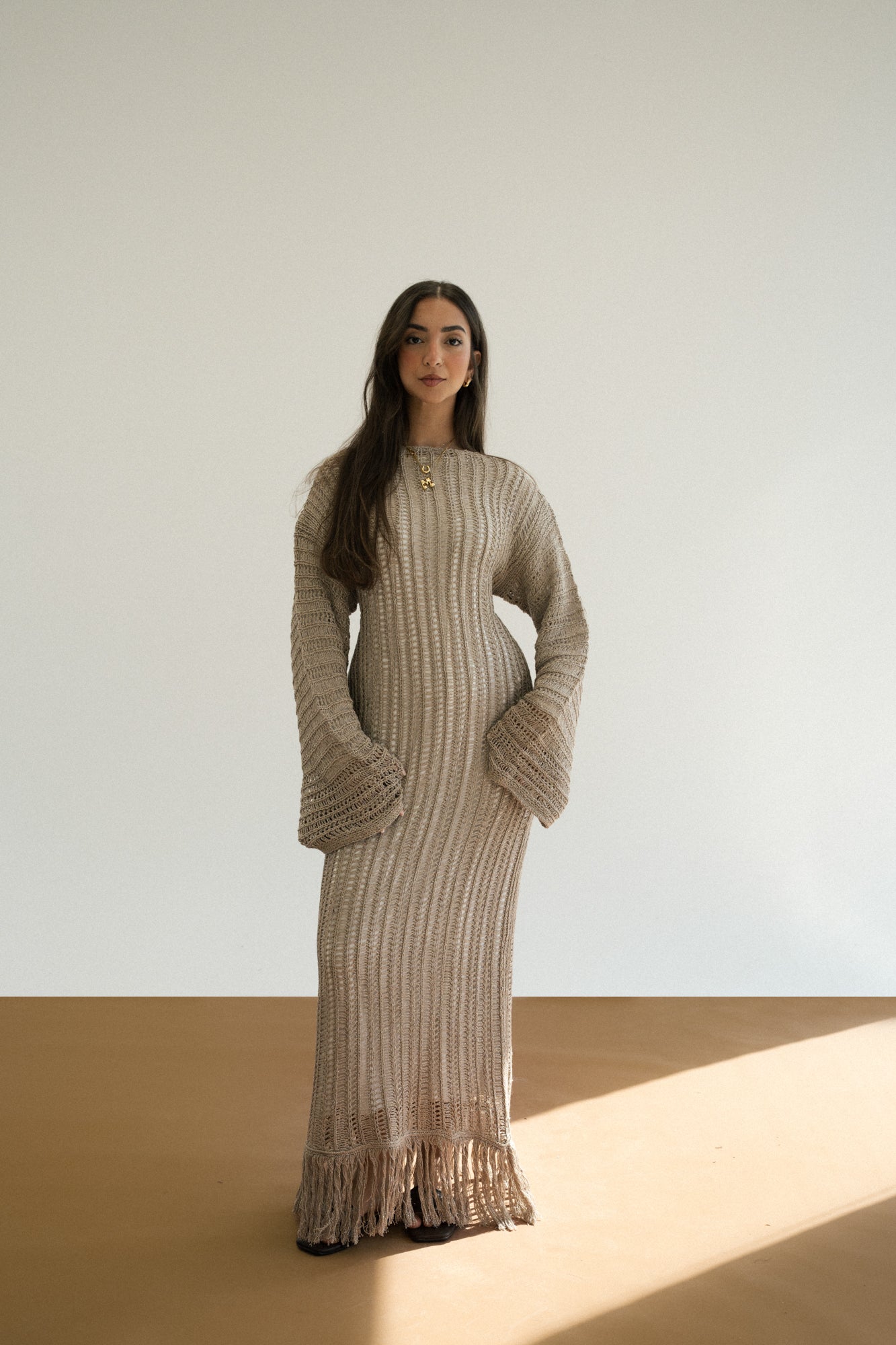 Beach Knit Dress in Shimmer Cafe