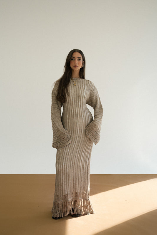 Beach Knit Dress in Shimmer Cafe