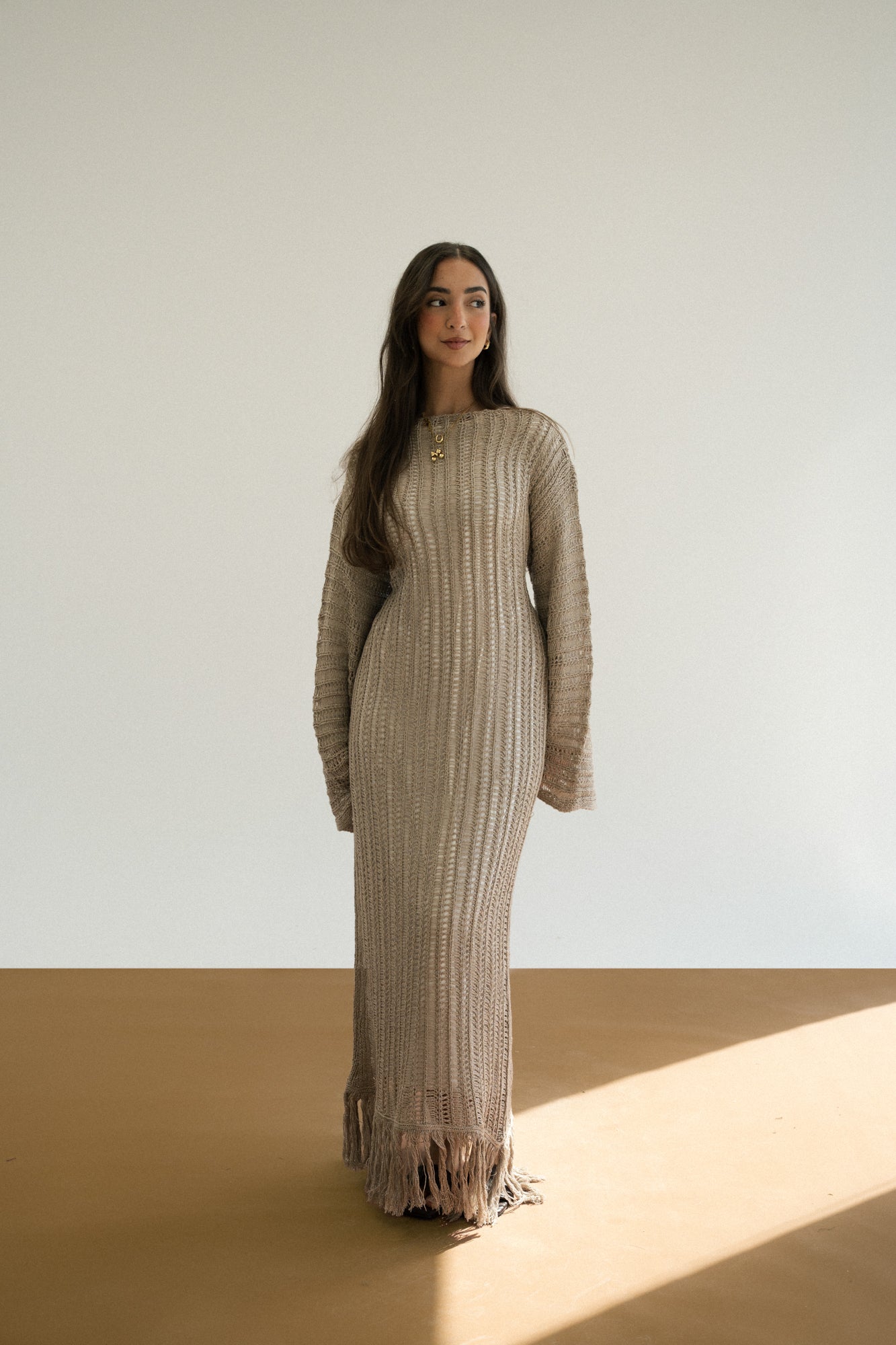 Beach Knit Dress in Shimmer Cafe