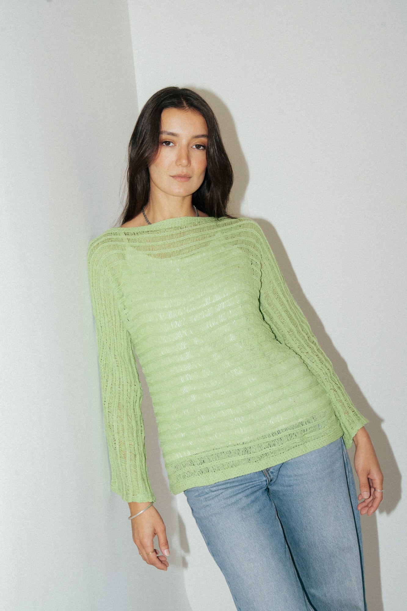 Textured Knit Top in Lime