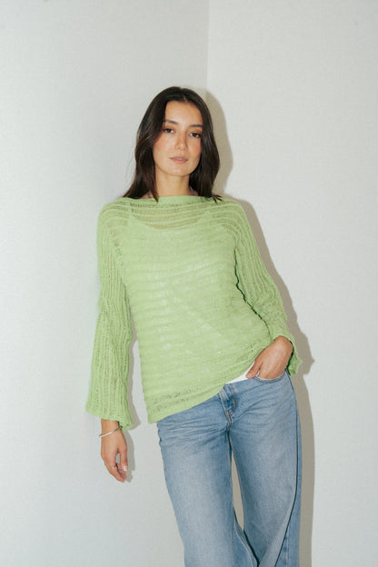 Textured Knit Top in Lime