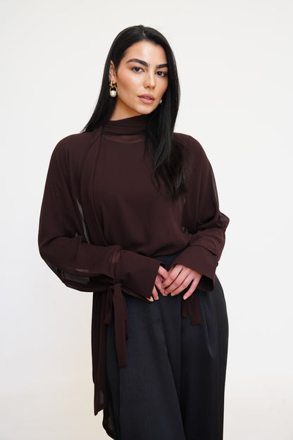 Layali Chiffon Blouse in Brown