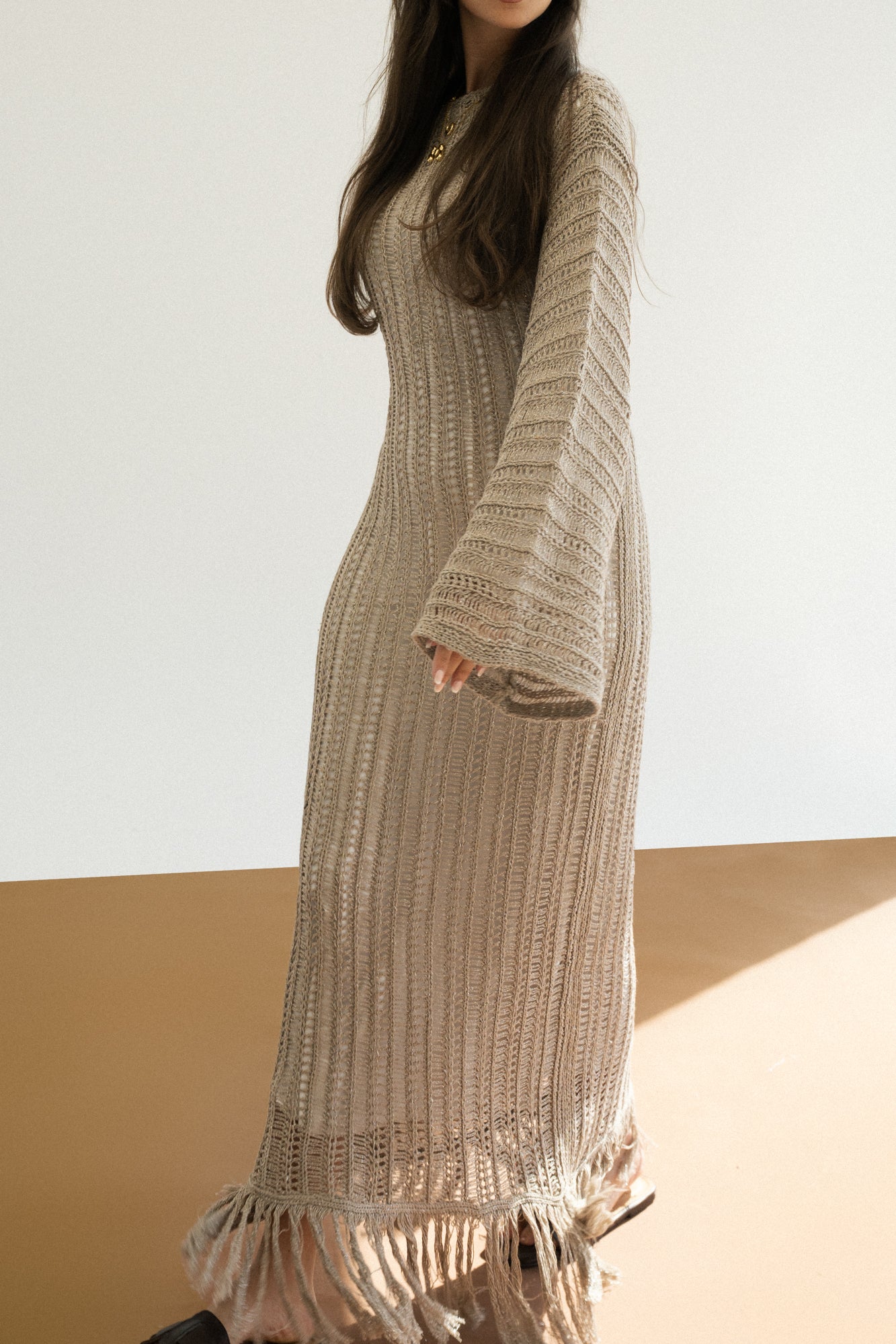 Beach Knit Dress in Shimmer Cafe
