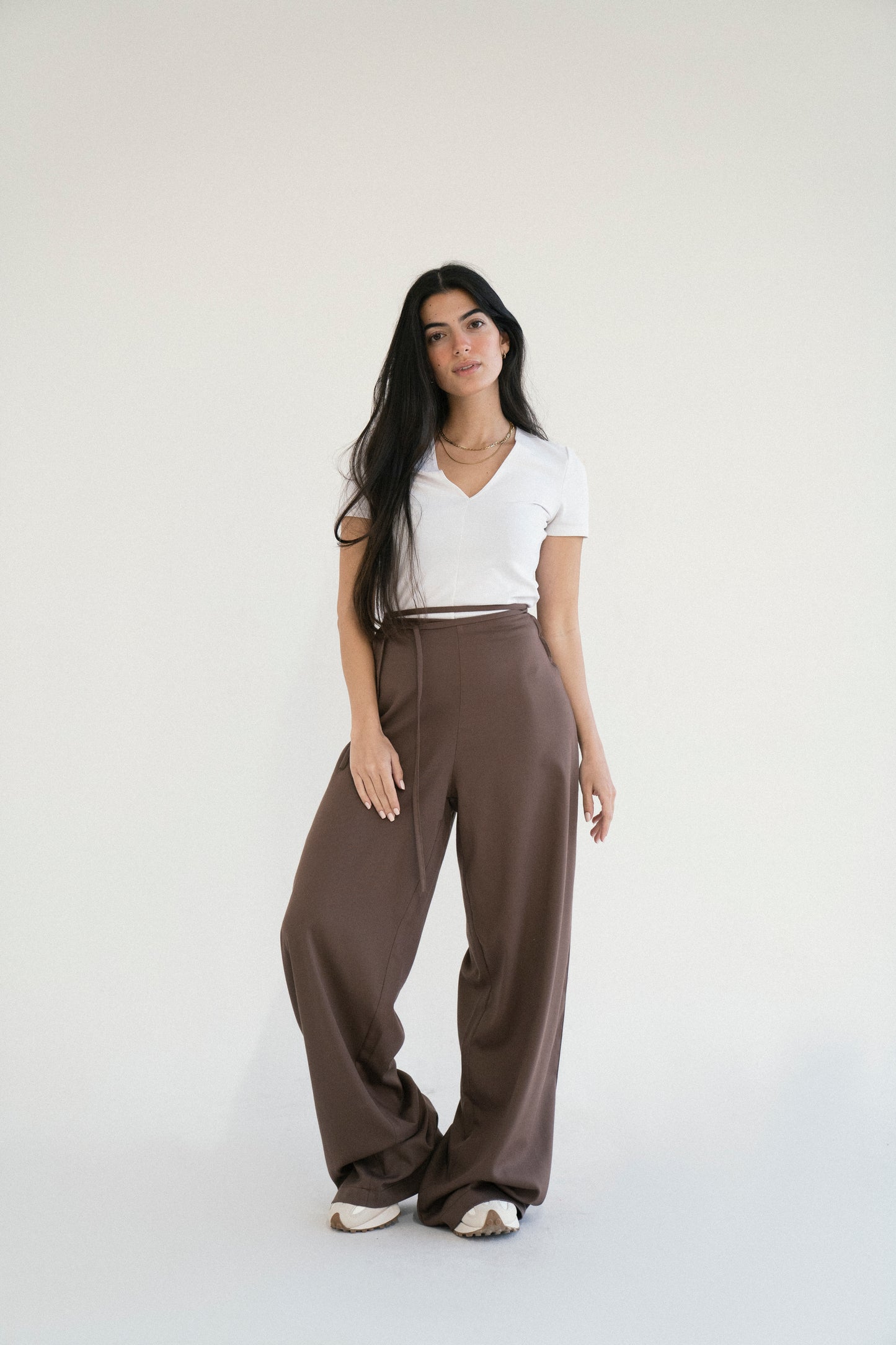 Serene Tie Pants in Cocoa Brown