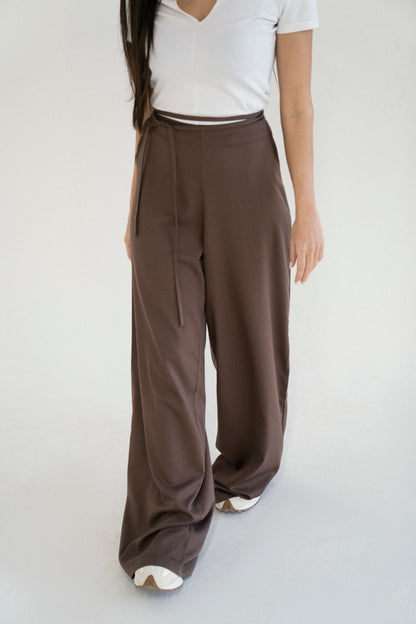 Serene Tie Pants in Cocoa Brown