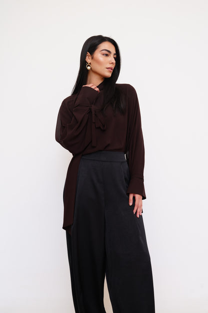 Layali Chiffon Blouse in Brown