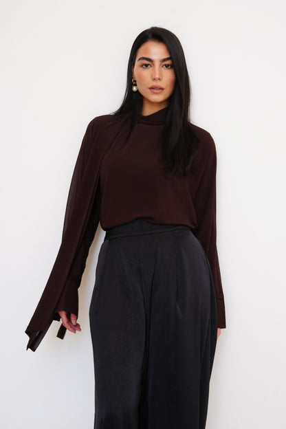 Layali Chiffon Blouse in Brown