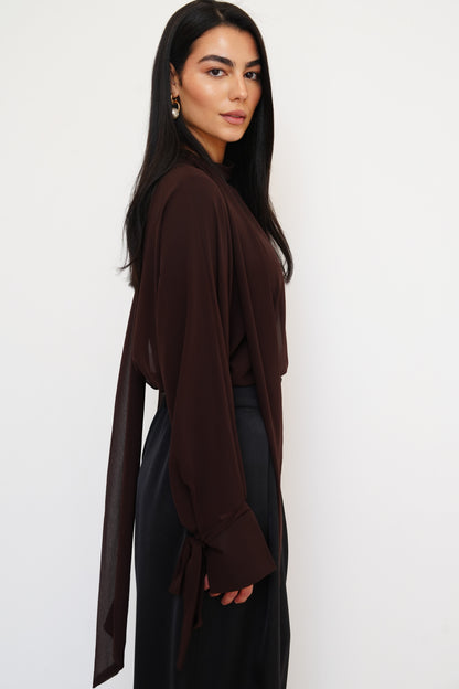 Layali Chiffon Blouse in Brown