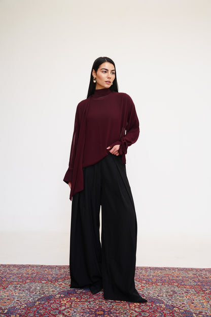 Layali Chiffon Blouse in Burgundy