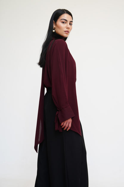 Layali Chiffon Blouse in Burgundy