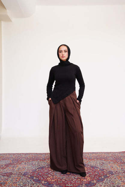 Tailored Plain Trousers in Brown