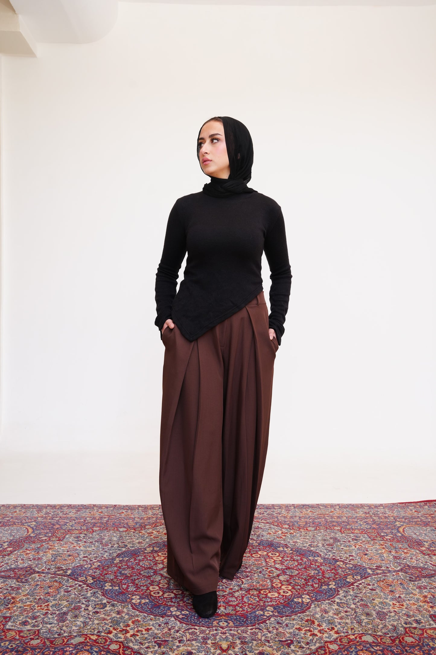 Tailored Plain Trousers in Brown
