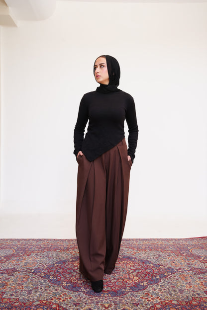 Tailored Plain Trousers in Brown