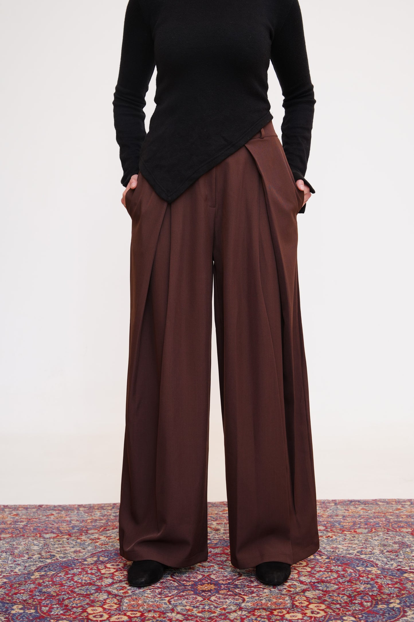 Tailored Plain Trousers in Brown