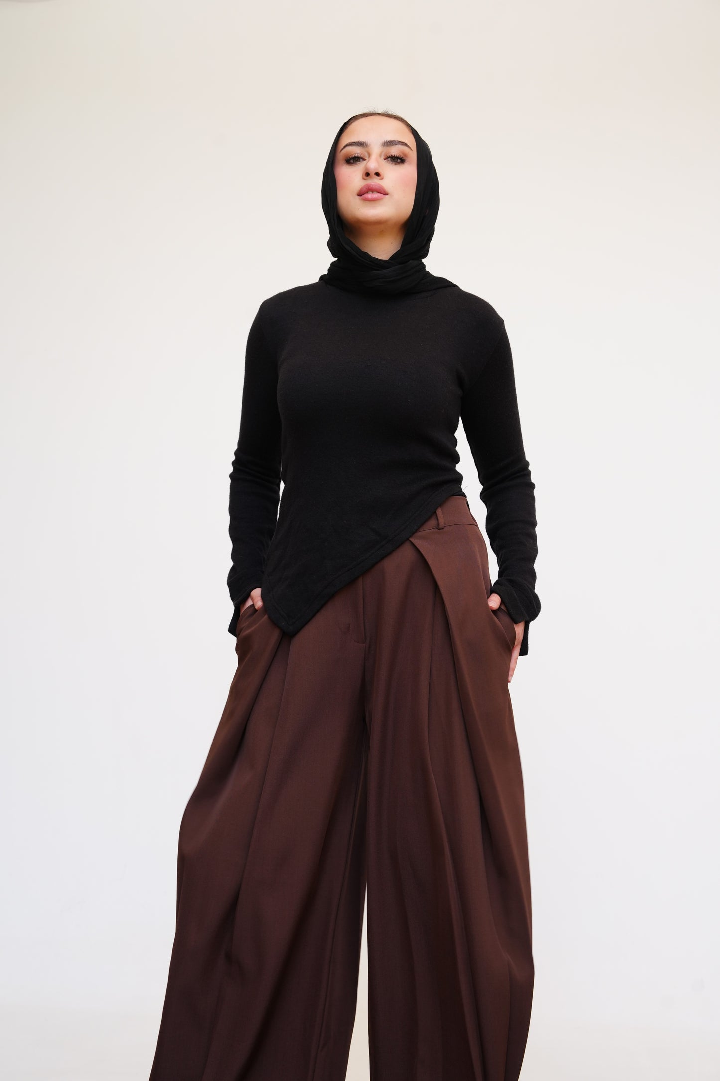 Tailored Plain Trousers in Brown