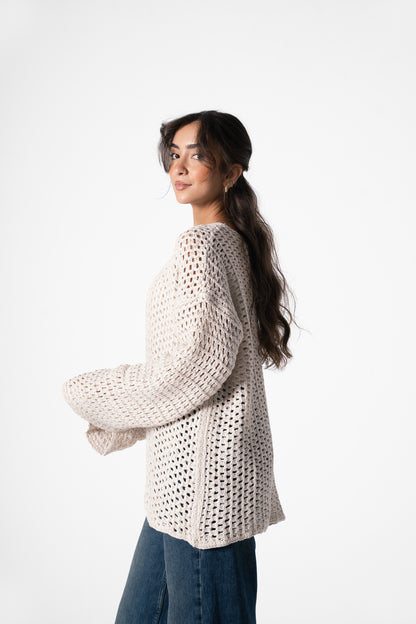 Warm Embrace Knit Cardigan in Cream Beige