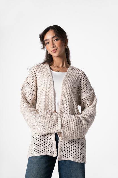 Warm Embrace Knit Cardigan in Cream Beige