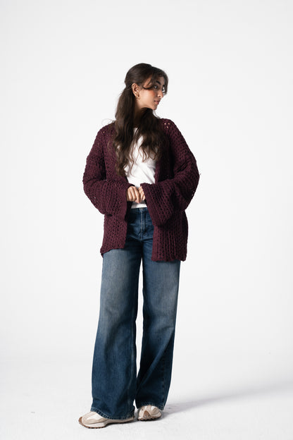 Warm Embrace Knit Cardigan in Burgundy