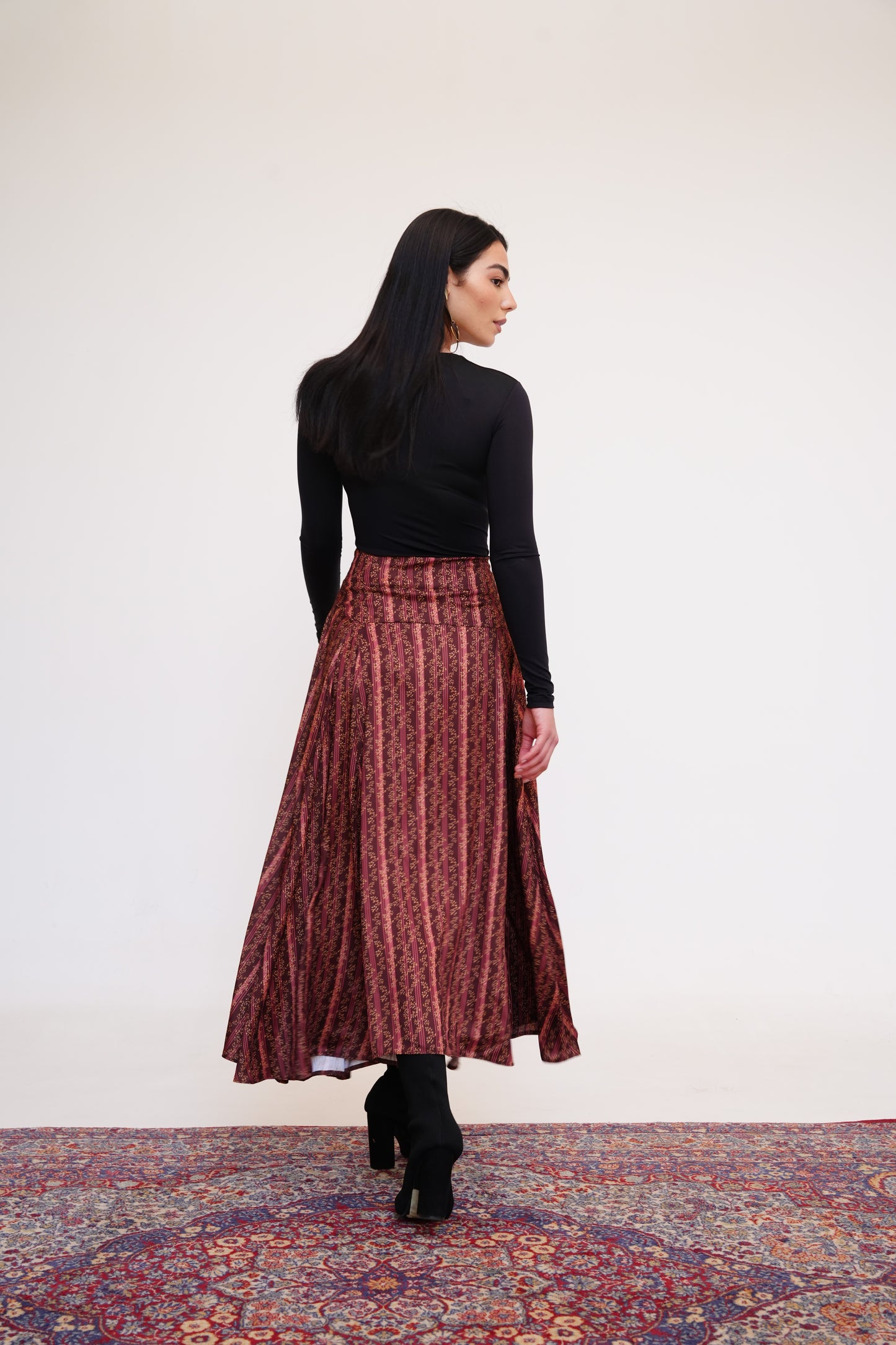 Brown Satin Maxi Skirt