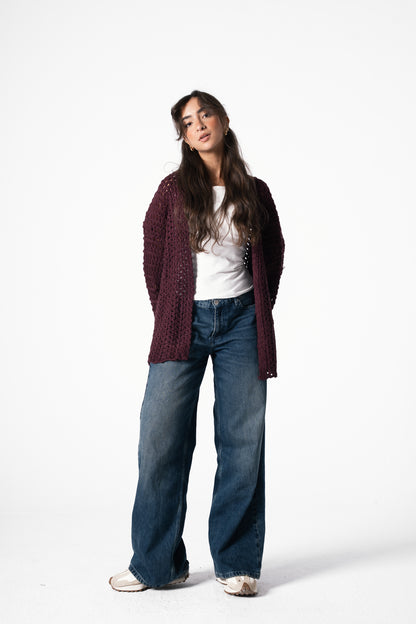 Warm Embrace Knit Cardigan in Burgundy