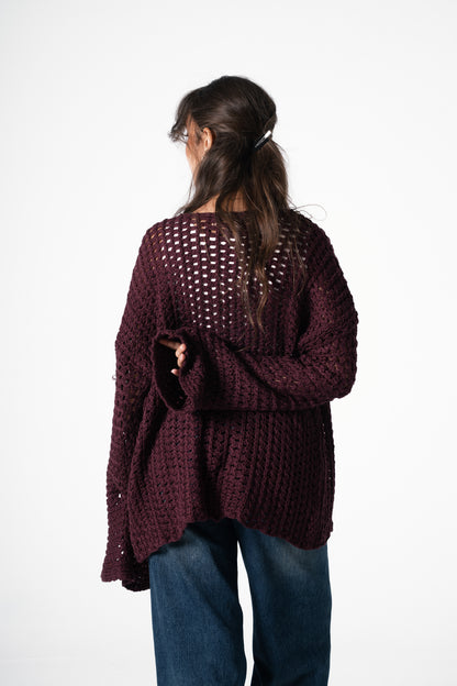 Warm Embrace Knit Cardigan in Burgundy