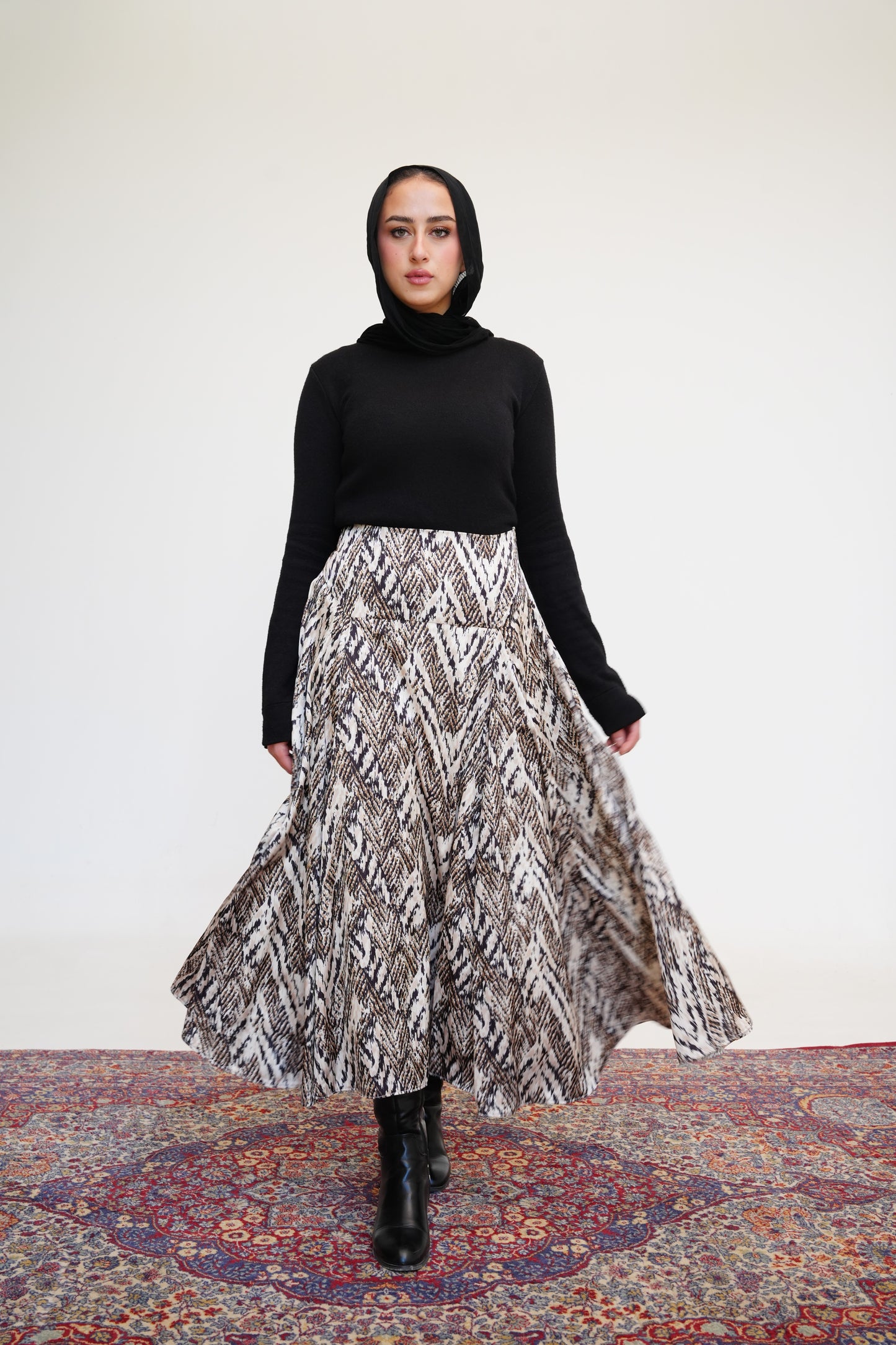 Animal Satin Maxi Skirt