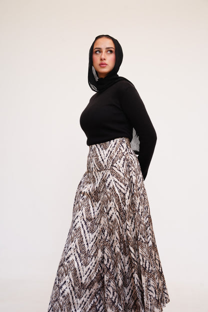 Animal Satin Maxi Skirt