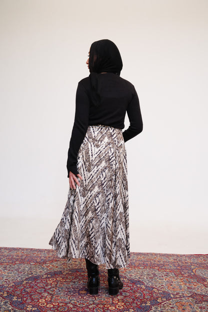 Animal Satin Maxi Skirt