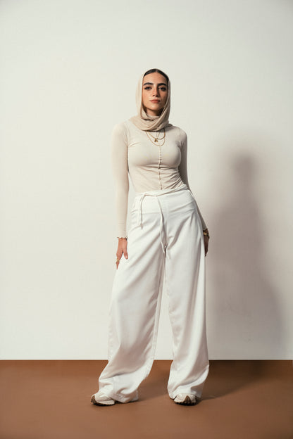 Serene Tie Pants in Offwhite