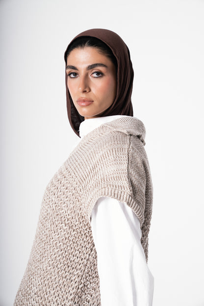 Fringes Knit Vest in Cafe