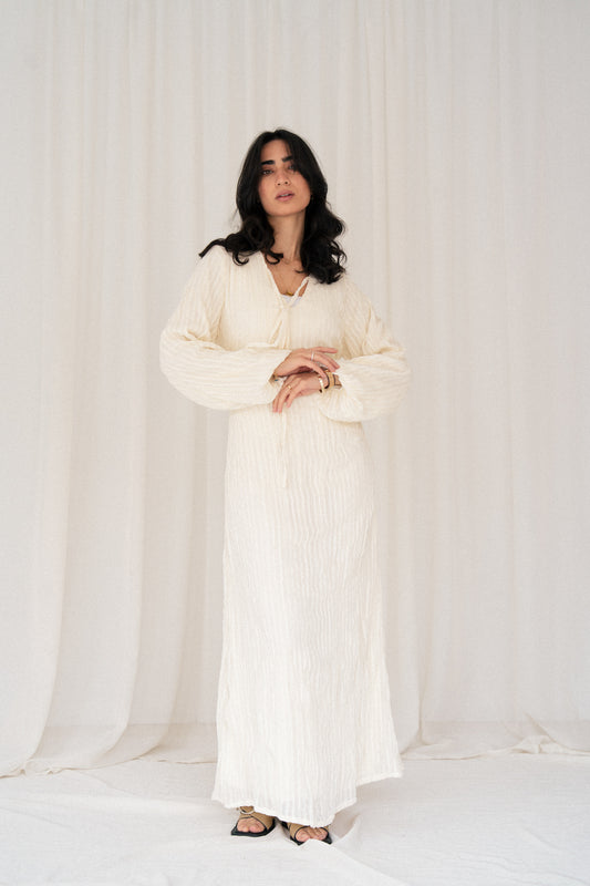 Spring Chiffon Dress in Ivory