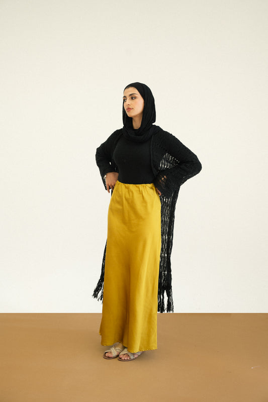 Luxe Satin Maxi Skirt in Lime Green