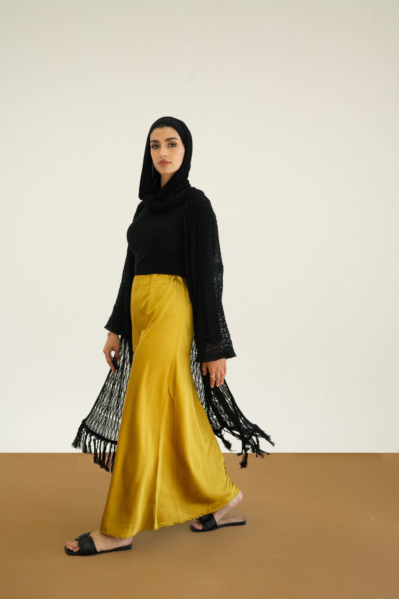 Luxe Satin Maxi Skirt in Lime Green