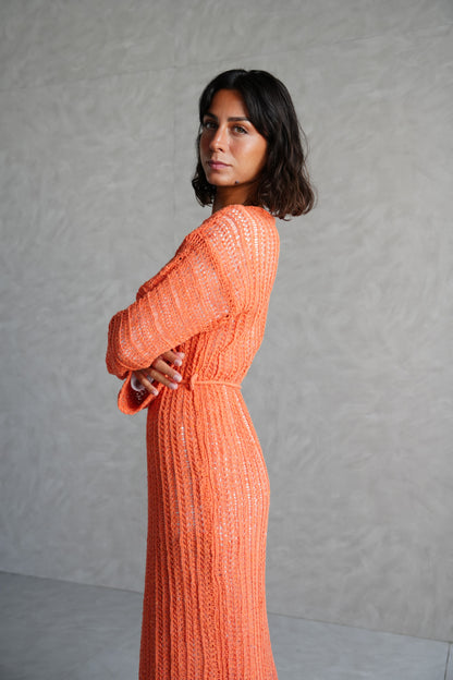 Beach Knit Dress in Orange