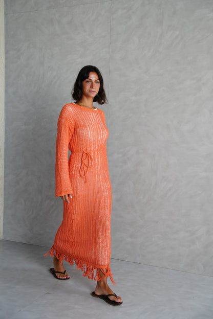 Beach Knit Dress in Orange