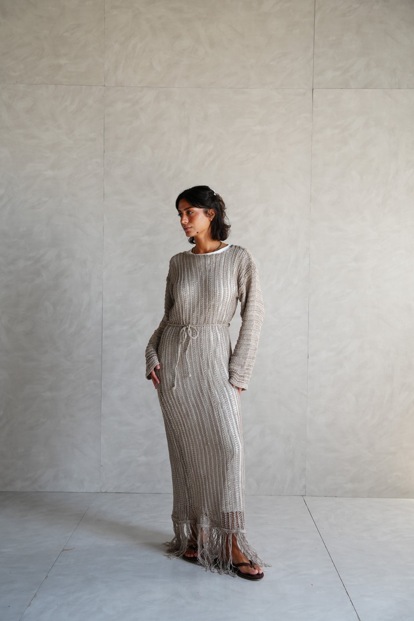 Beach Knit Dress in Shimmer Cafe