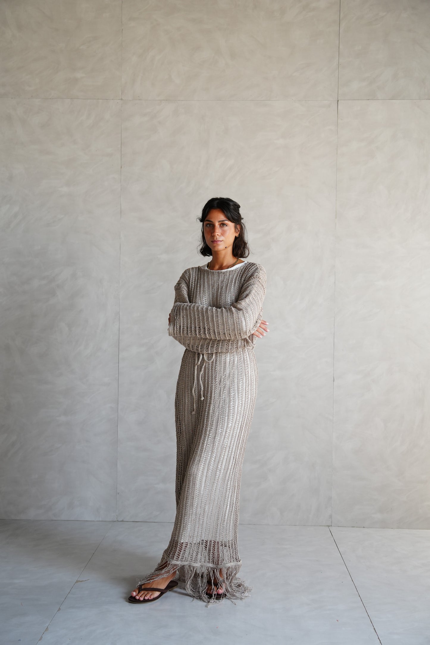 Beach Knit Dress in Shimmer Cafe