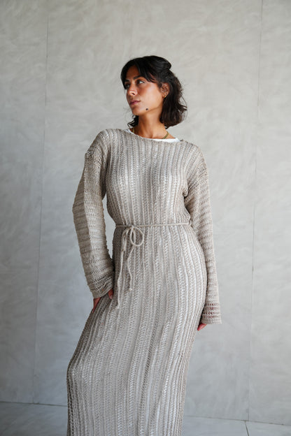 Beach Knit Dress in Shimmer Cafe