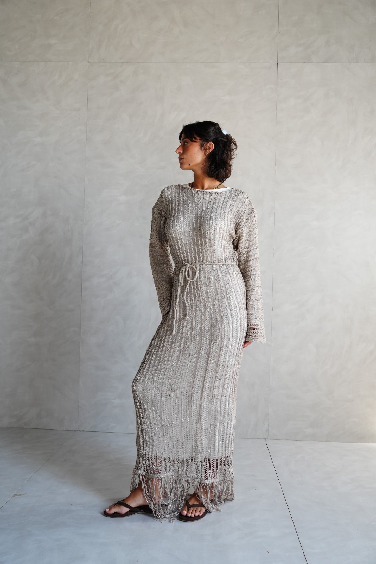 Beach Knit Dress in Shimmer Cafe