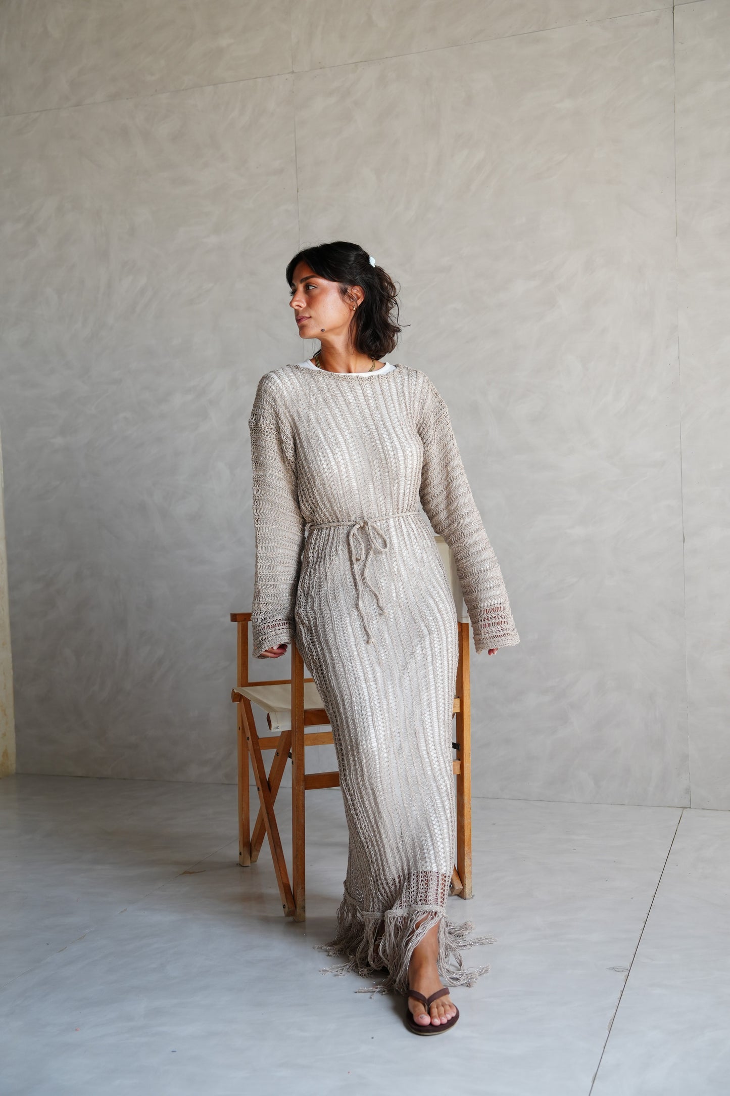 Beach Knit Dress in Shimmer Cafe