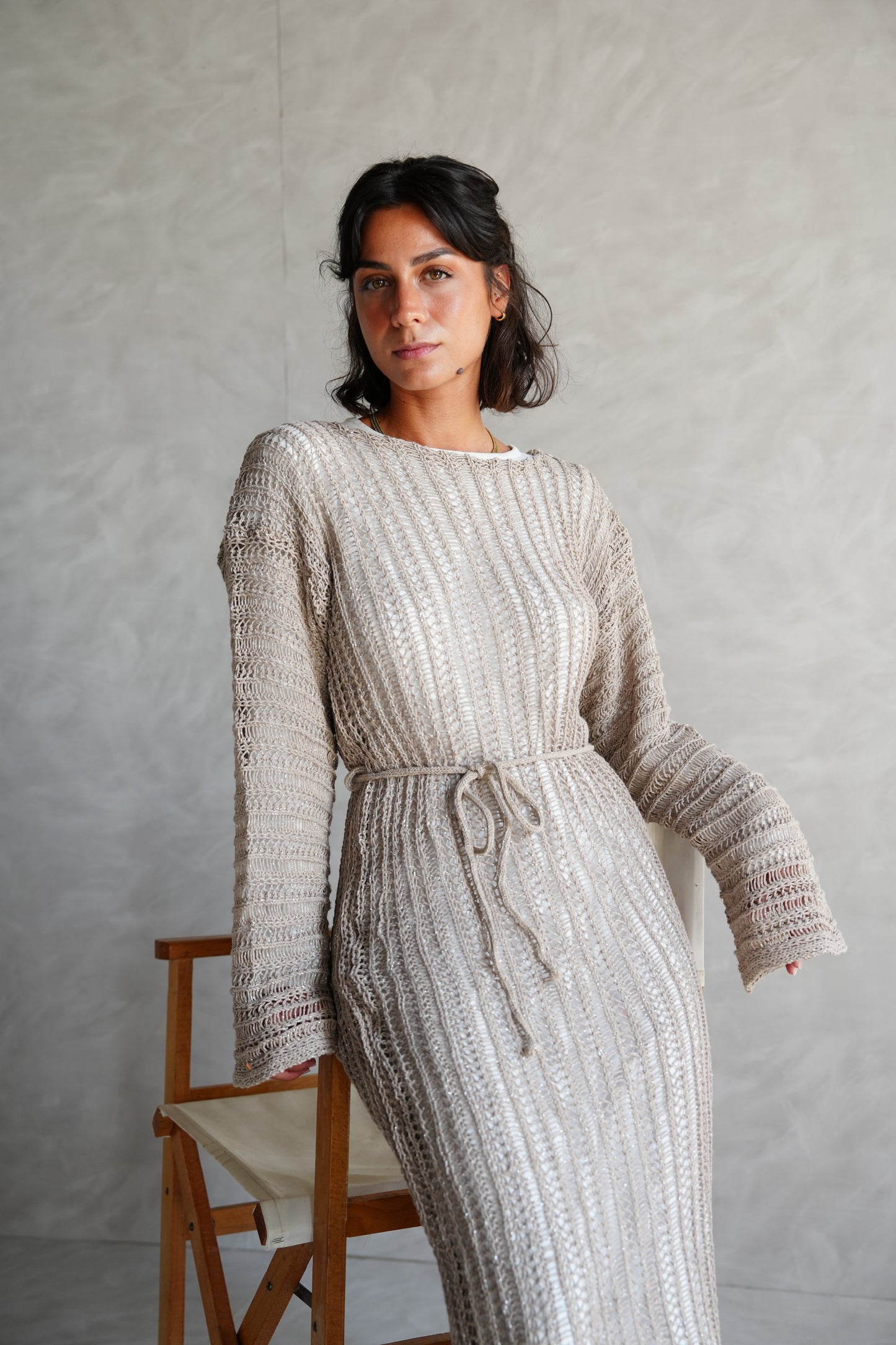 Beach Knit Dress in Shimmer Cafe