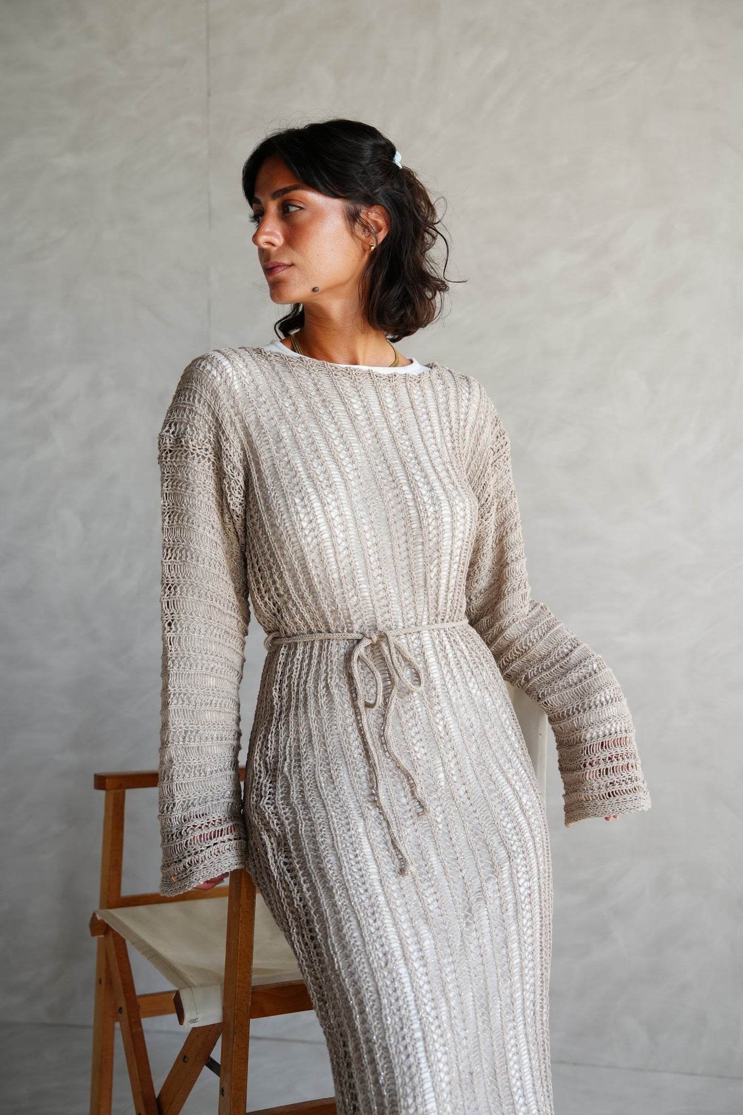 Beach Knit Dress in Shimmer Cafe
