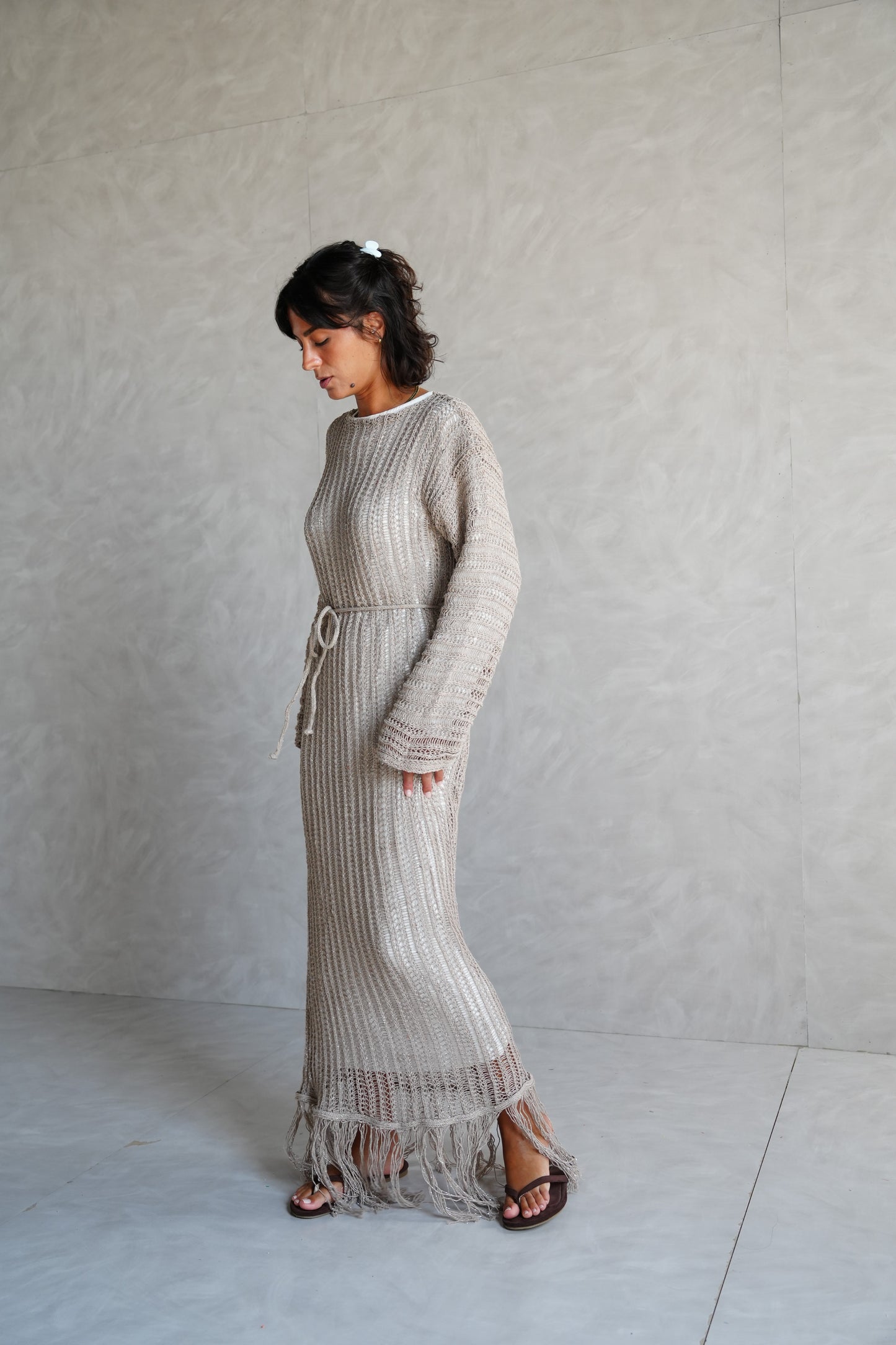Beach Knit Dress in Shimmer Cafe