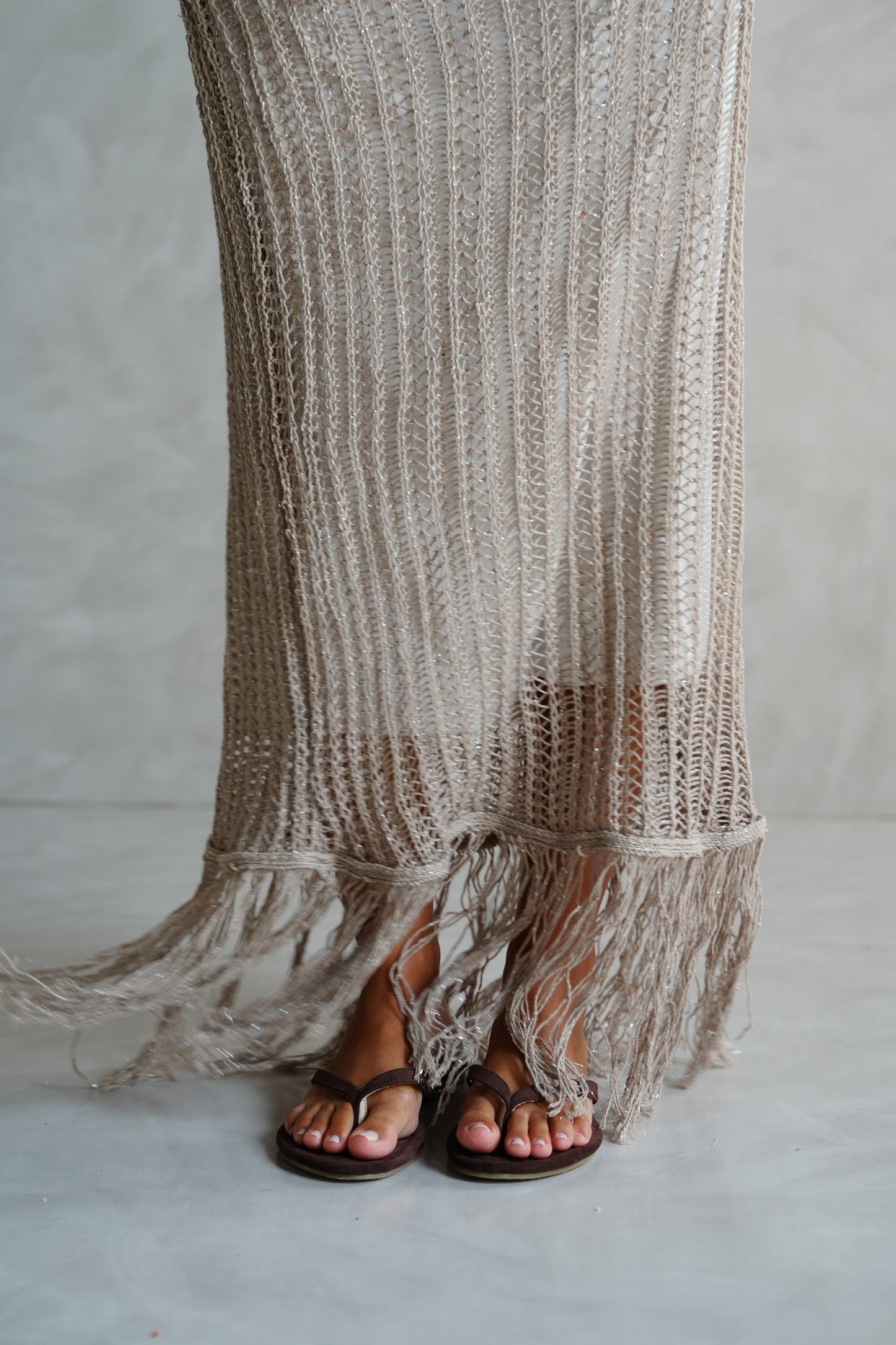 Beach Knit Dress in Shimmer Cafe
