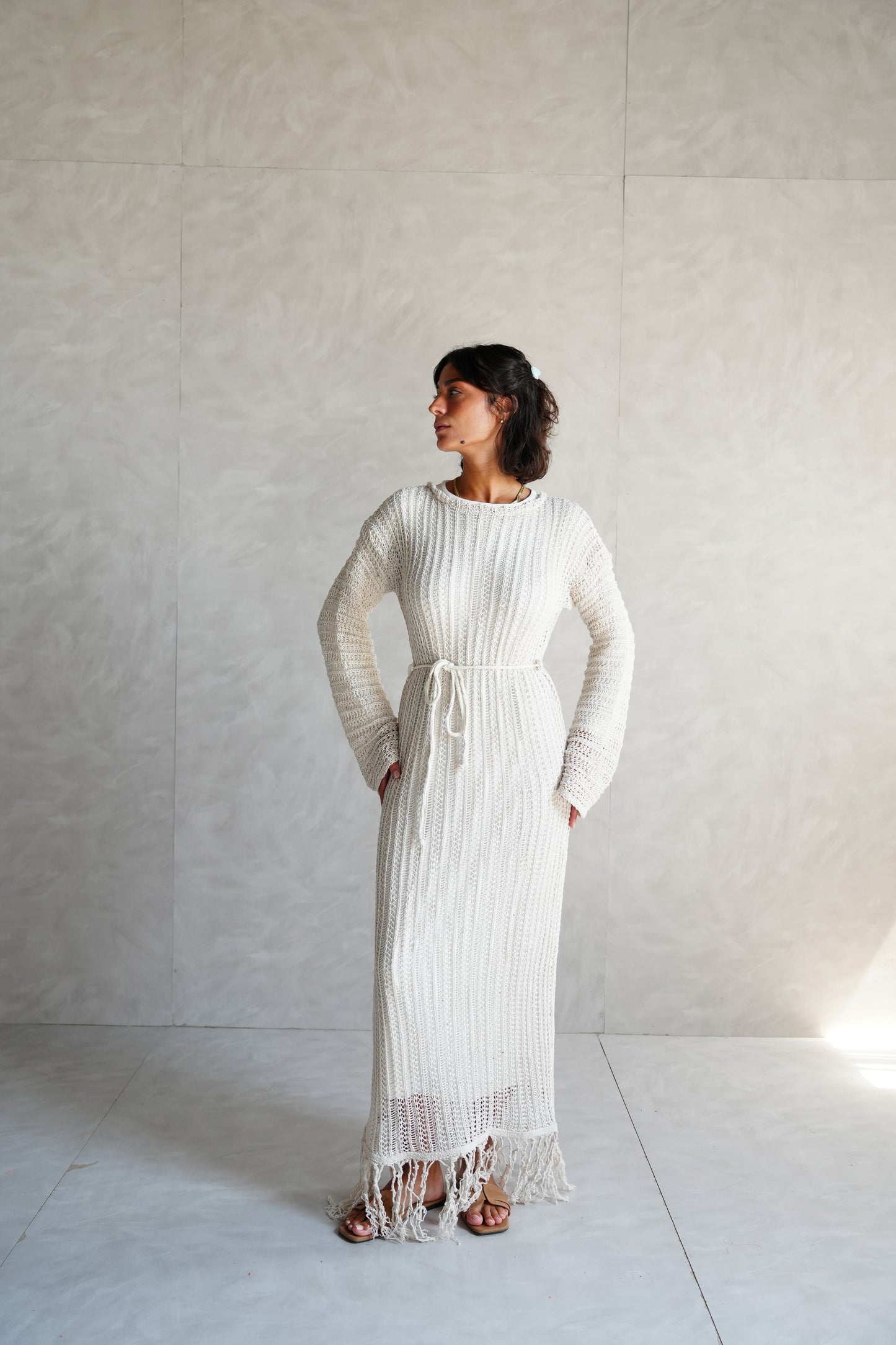 Beach Knit Dress in Offwhite
