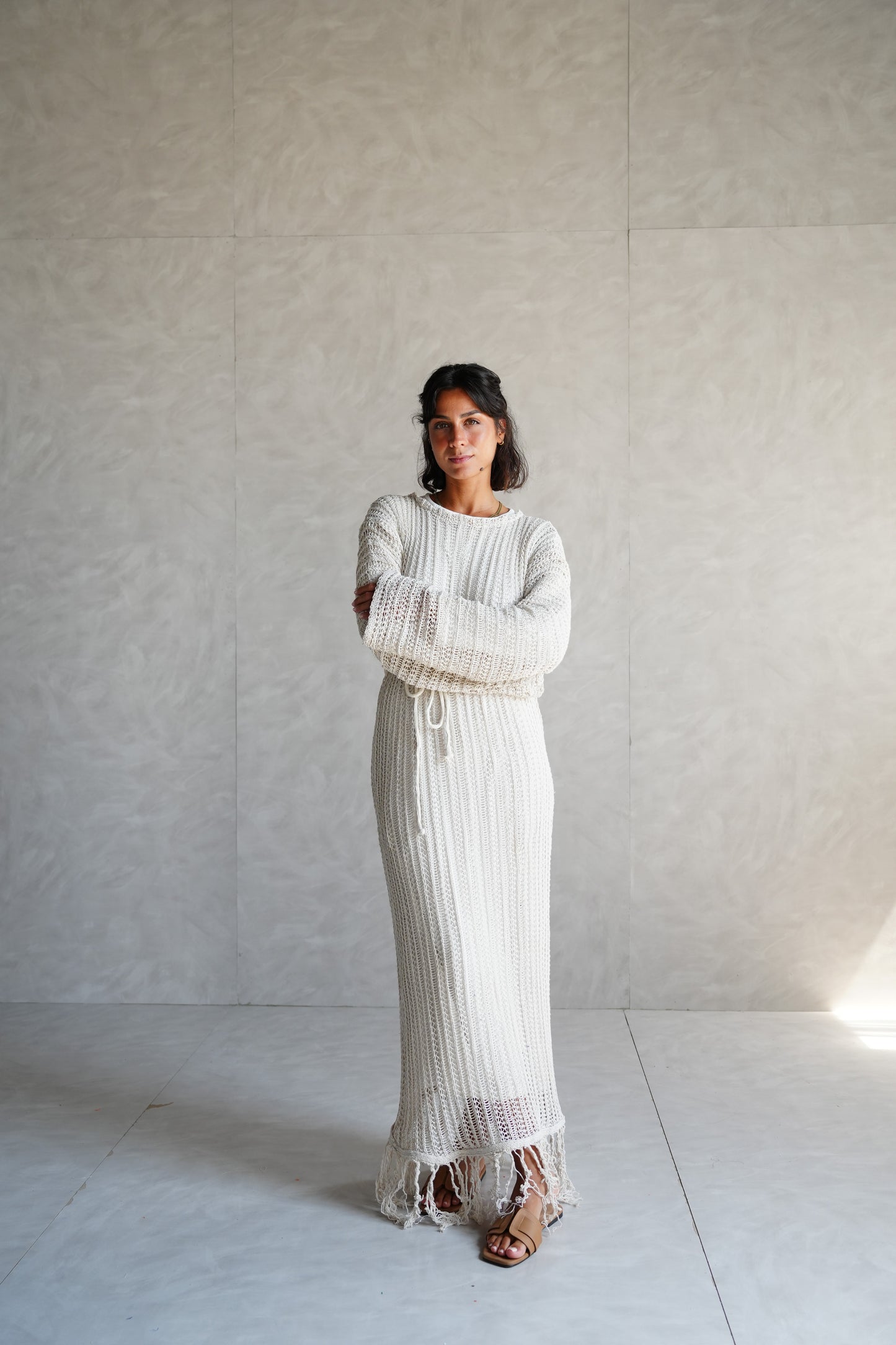 Beach Knit Dress in Offwhite