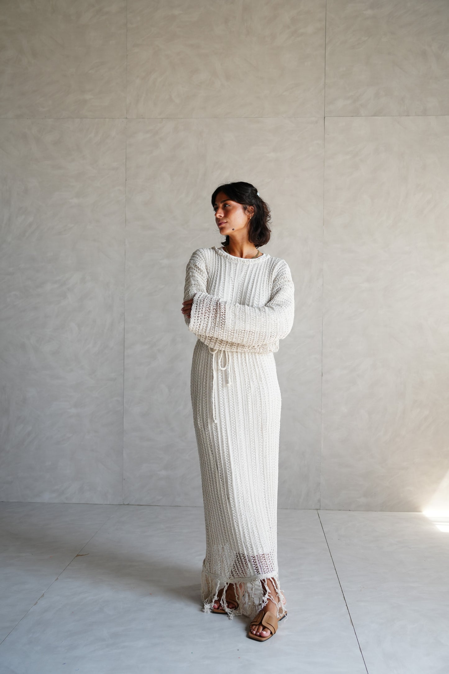 Beach Knit Dress in Offwhite