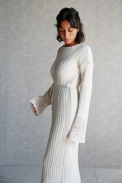 Beach Knit Dress in Offwhite