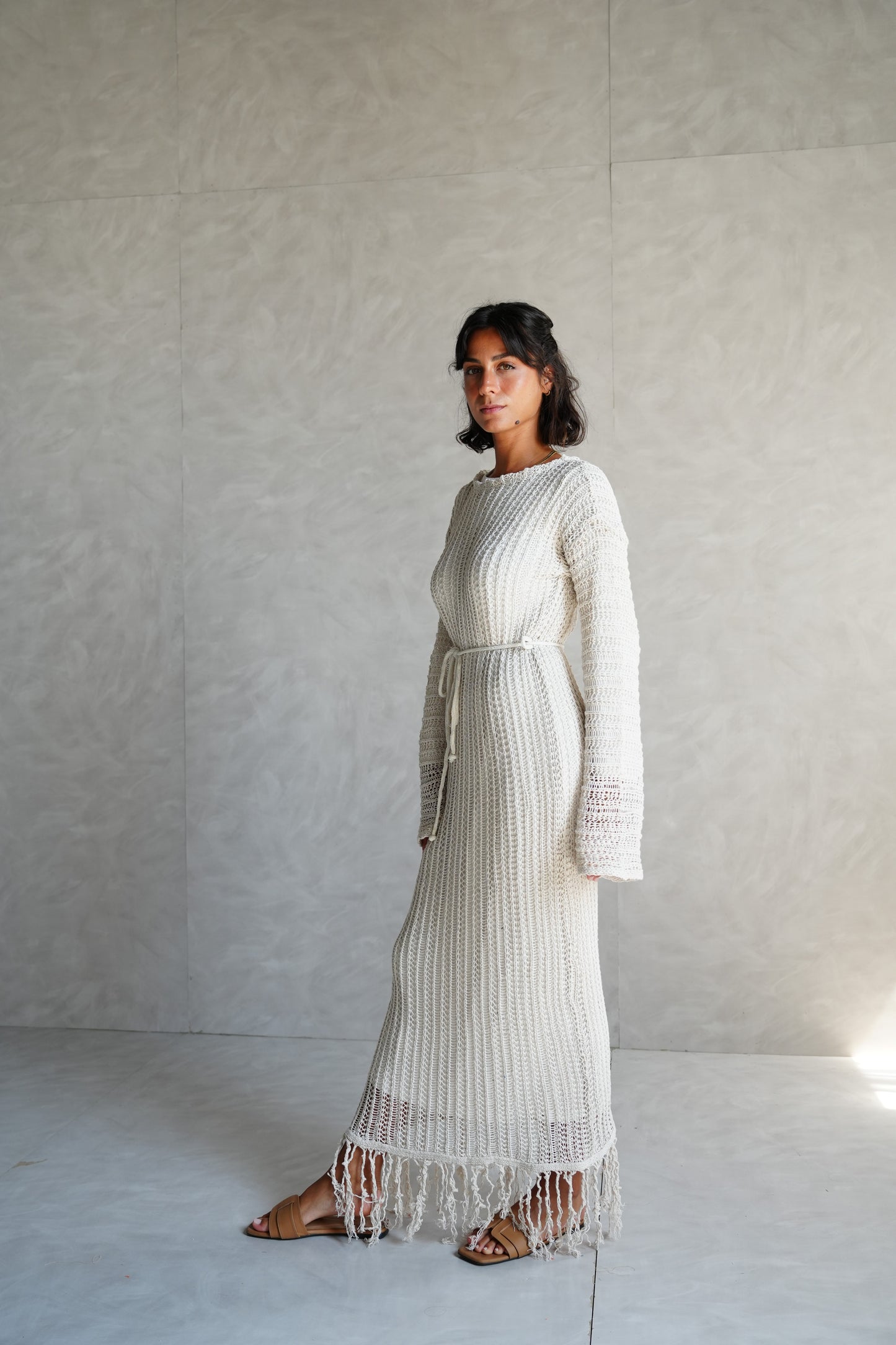 Beach Knit Dress in Offwhite